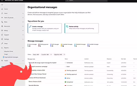 Messages Organisationnels Office 365
