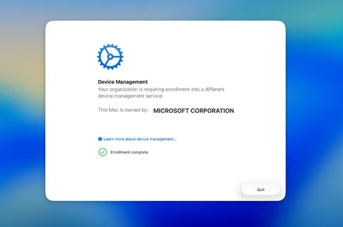 Device Enrollment Change Complete Notification Page