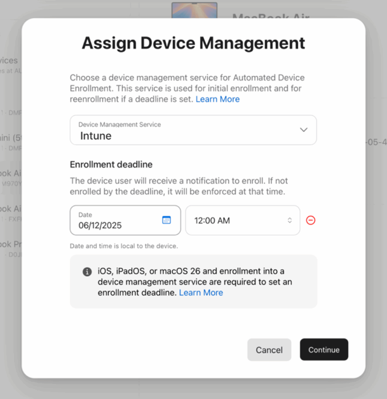 Assign Device Management Ios26 Macos26