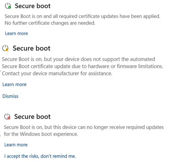 Certificat Secure Boot
